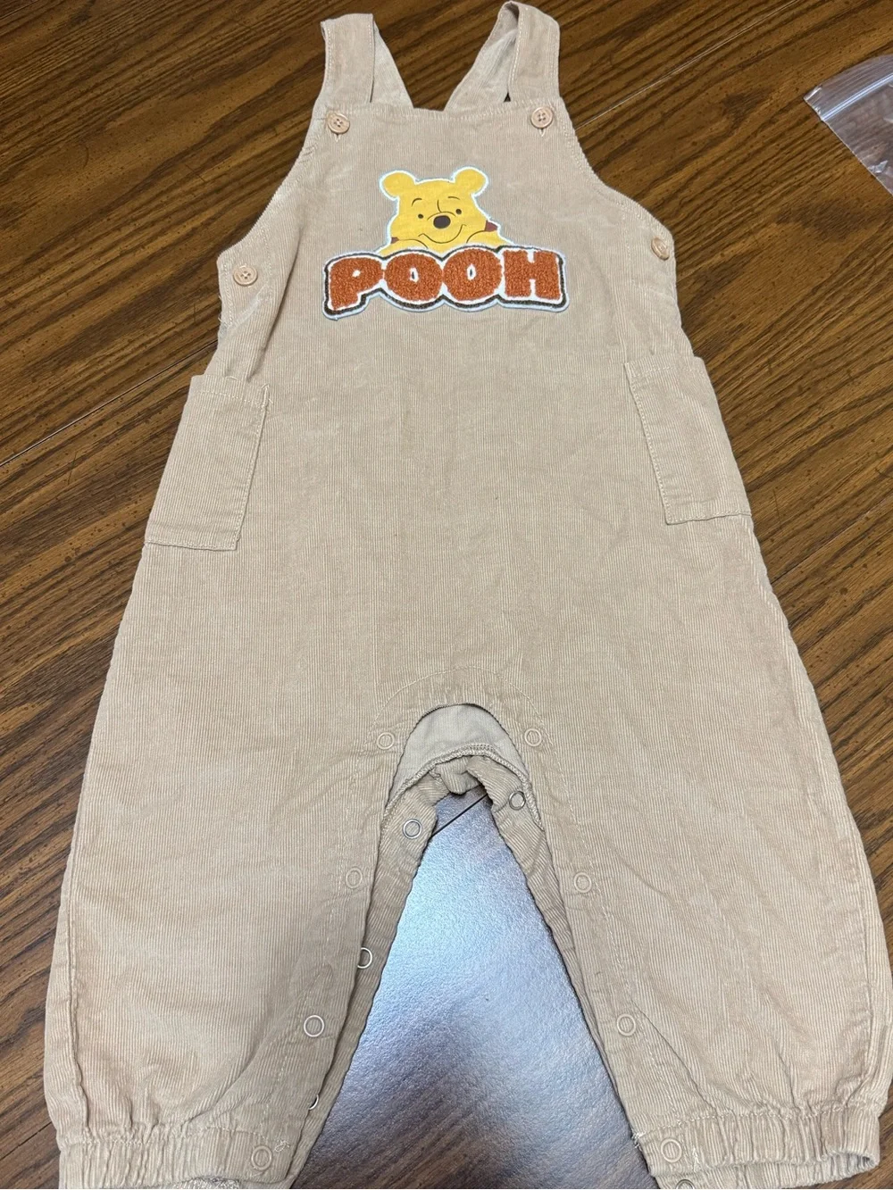 Winnie the Pooh Tan Corduroy Baby Size 24 Months One-Piece Overalls